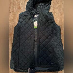 Lands' End Women's Dark Green Insulated Hooded Vest Size Large